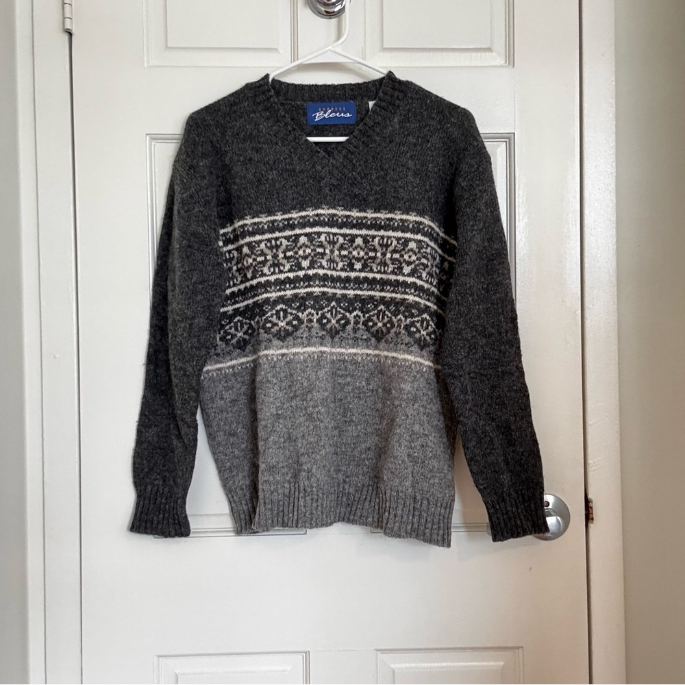 Vintage Gray Patterned Oversized Sweater
